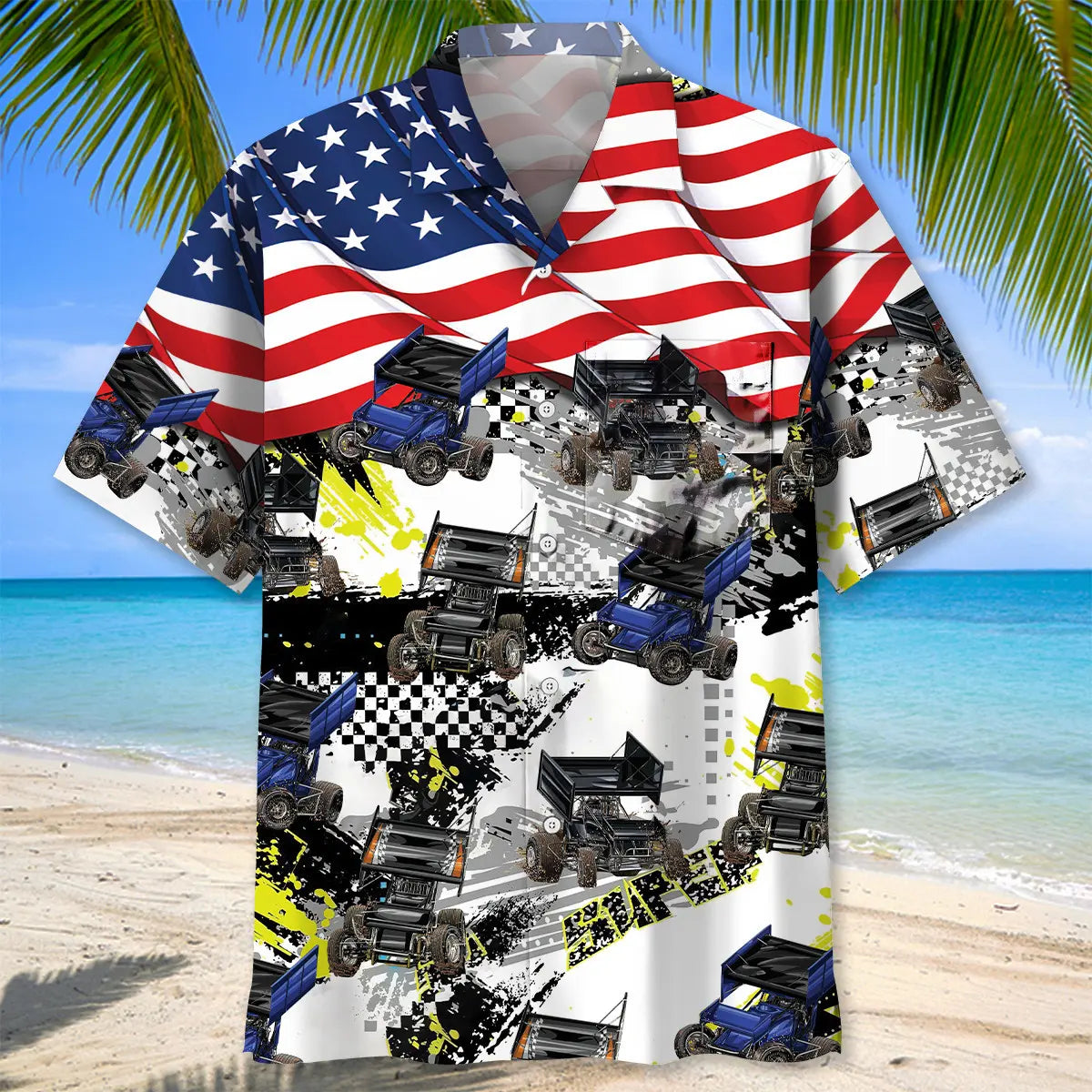 Dirt Track Racing Sprint Car USA Hawaiian Shirt For Casual Weekend And Beachside Style