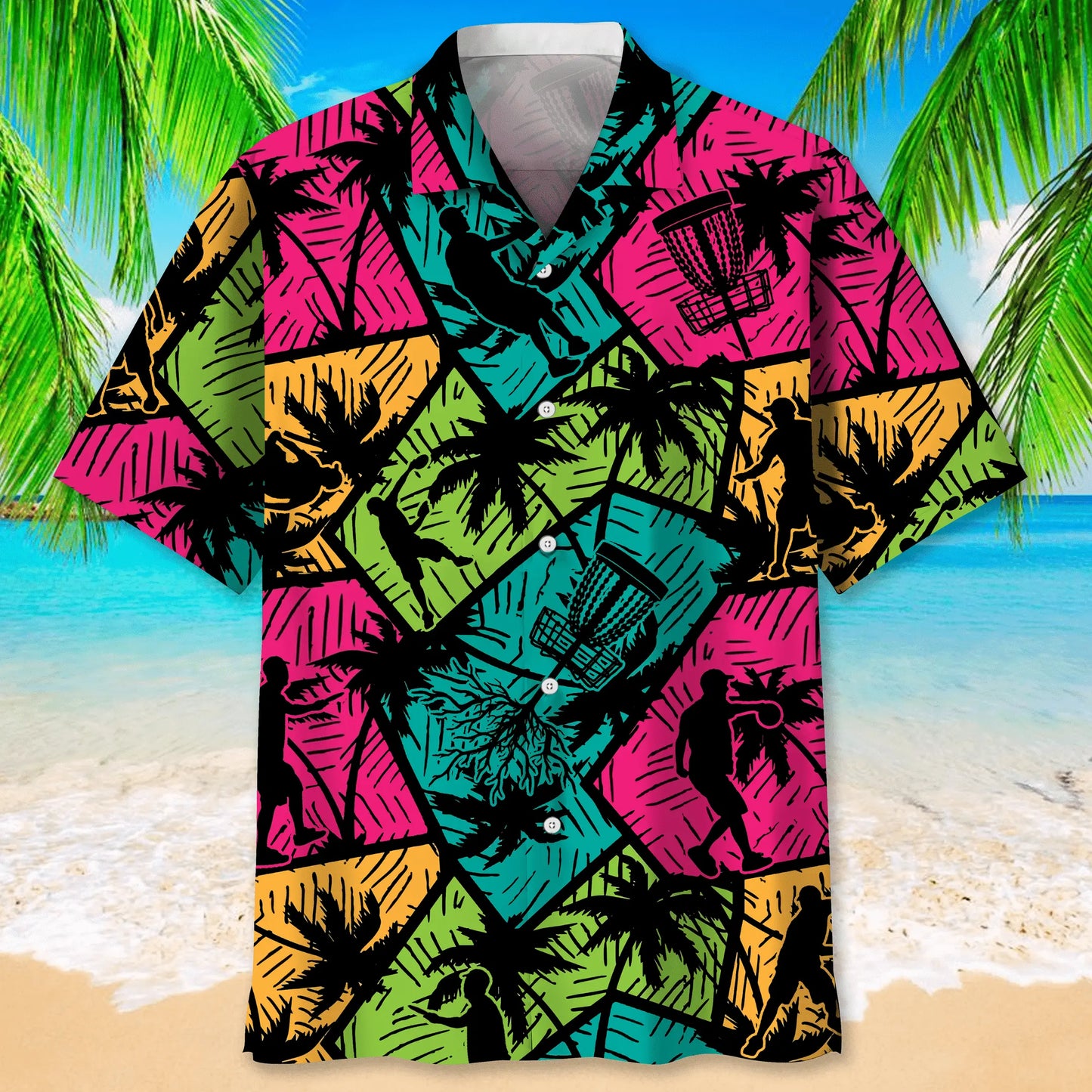 Disc Golf Beach Hawaiian Shirt For Tropical Holidays, Outdoor Gatherings, And Everyday Comfort