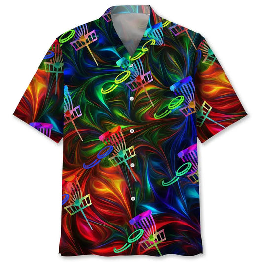 Colorful Disc Golf Hawaiian Shirt For Sports Fans, Summer Outings, And Relaxed Vacation Wear