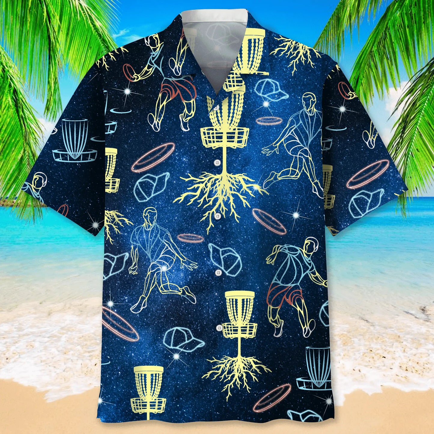 Disc Golf Light Hawaiian Shirt For Tropical Holidays, Outdoor Gatherings, And Everyday Comfort