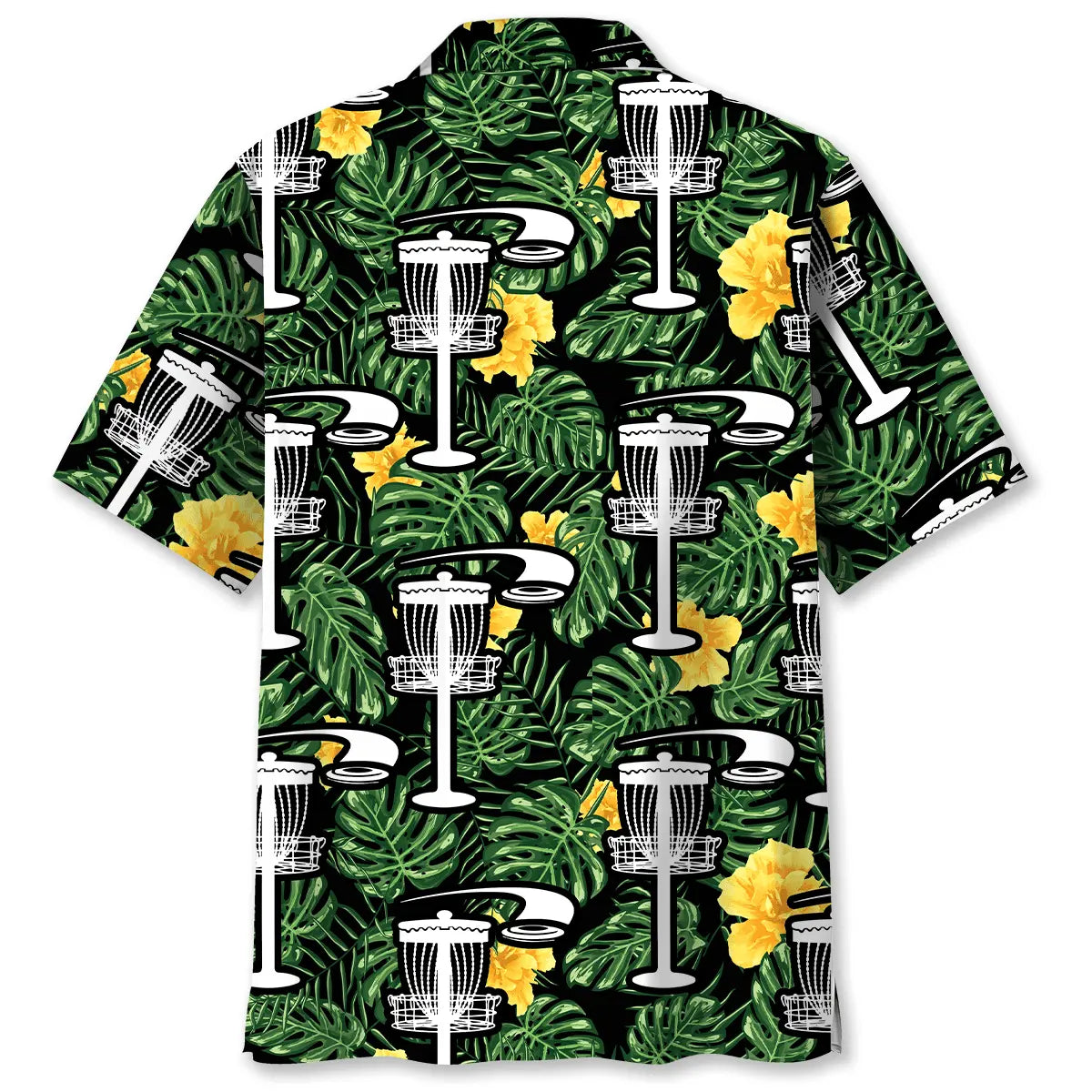 Tropical Disc Golf Green Hawaiian Shirt For Tropical Holidays, Outdoor Gatherings, And Everyday Comfort