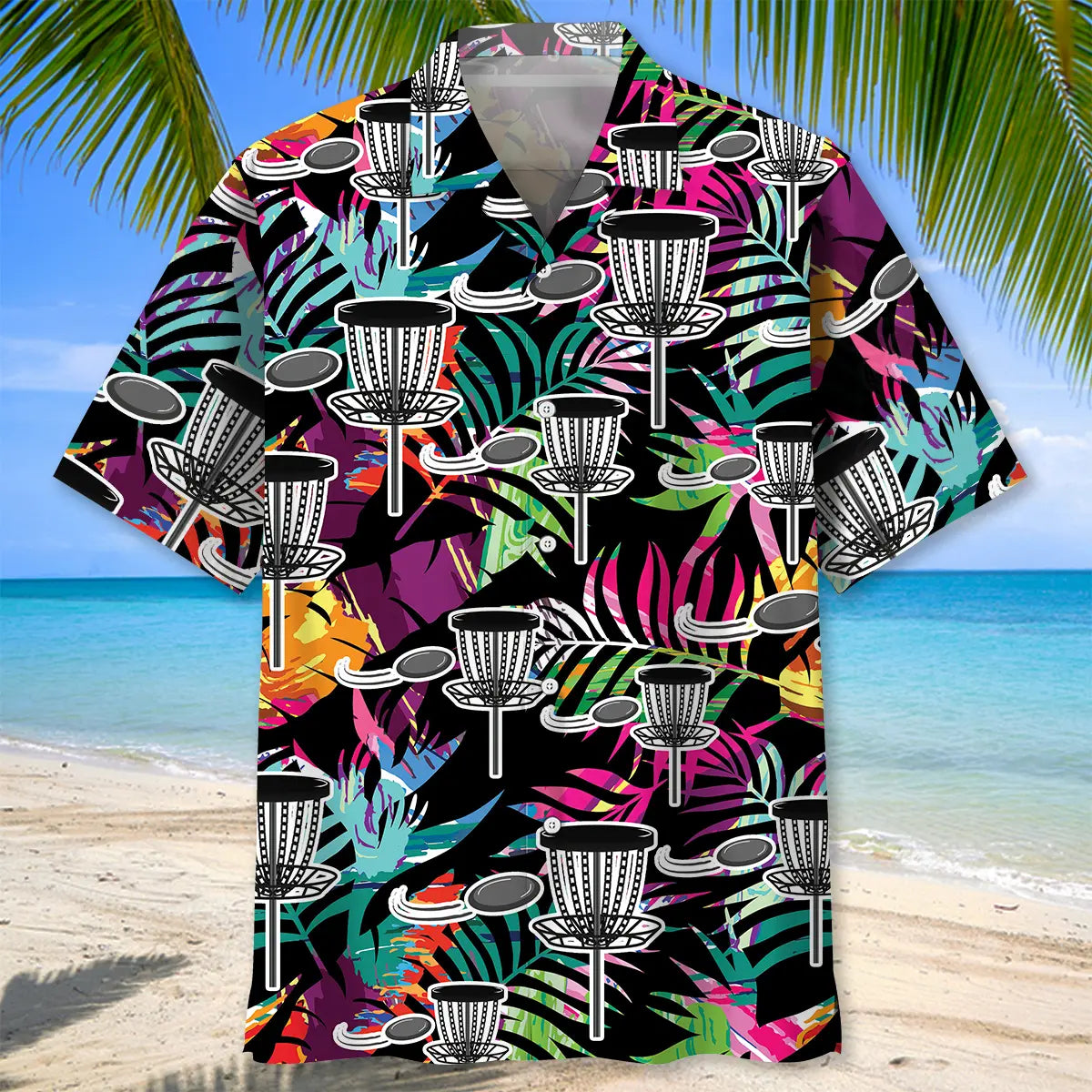 Tropical Disc Golf Hawaiian Shirt For Island Vacations, Resort Wear, And Relaxed Seasonal Style
