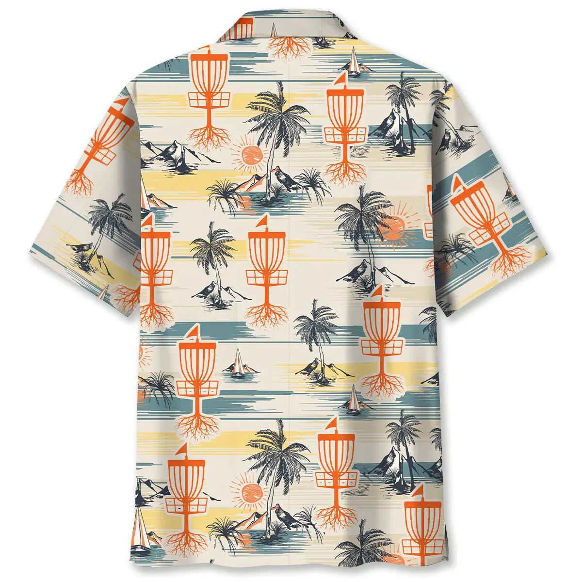Vintage Disc Golf Palm Tree Hawaiian Shirt For Tropical Holidays, Outdoor Gatherings, And Everyday Comfort