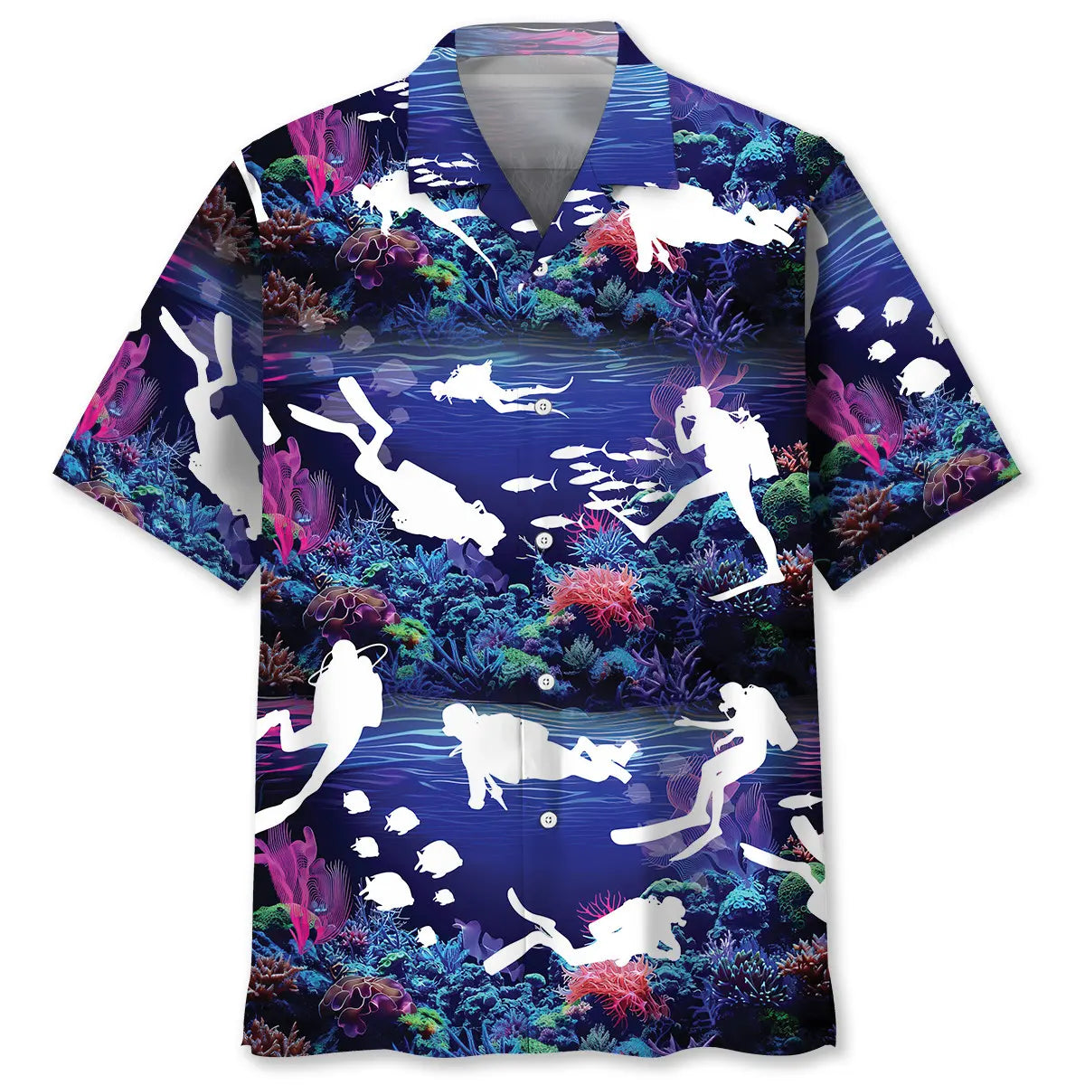 Neon Diving Coral Ocean Hawaiian Shirt For Sports Fans, Summer Outings, And Relaxed Vacation Wear