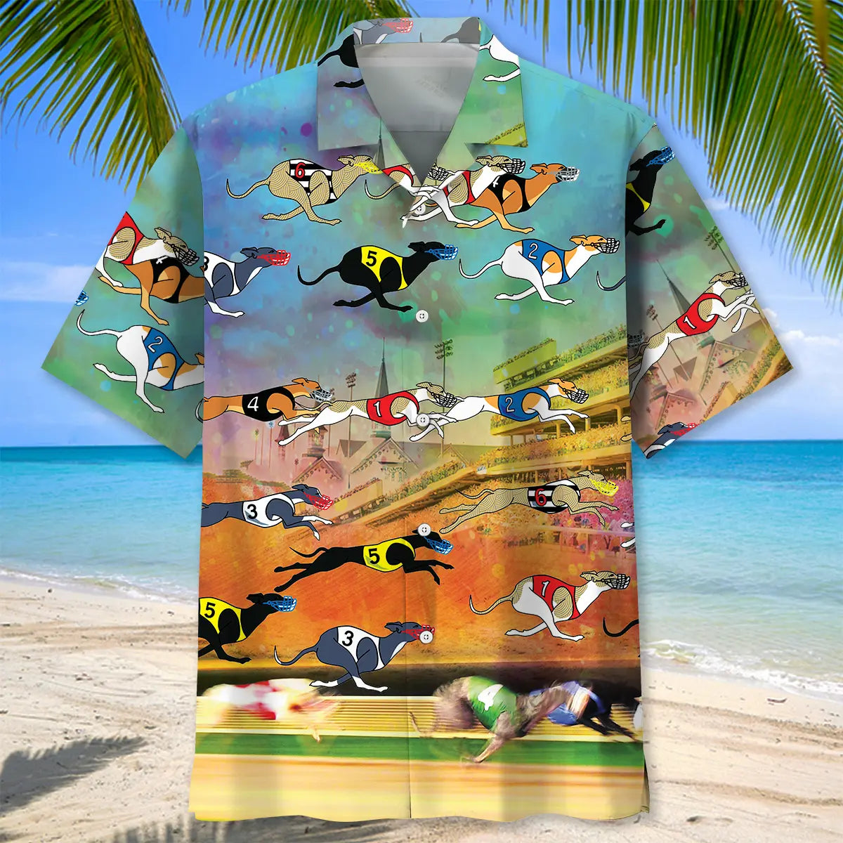 Vintage Dog Racing Hawaiian Shirt For Motorsport Events, Beach Travel, And Thoughtful Gift Giving