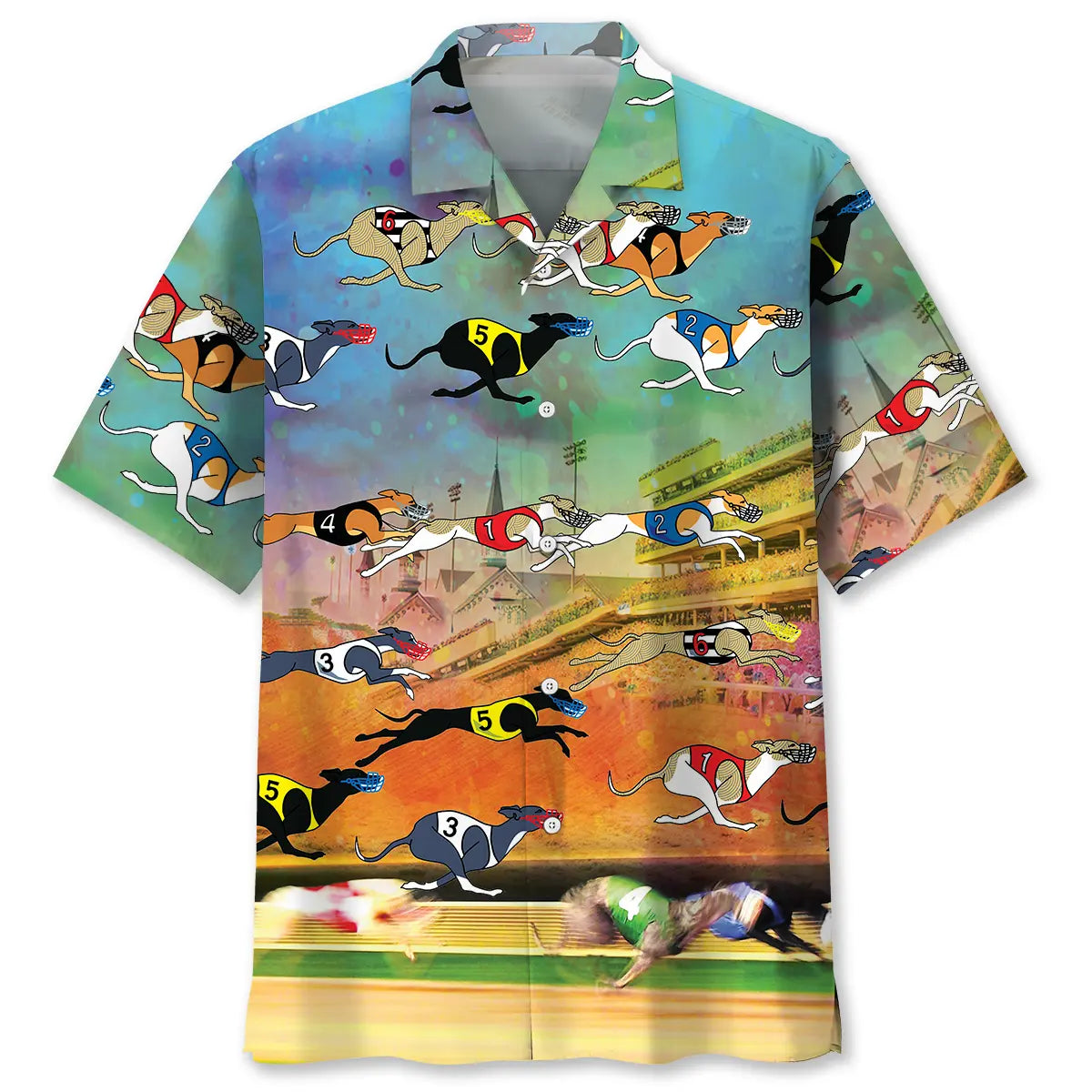 Vintage Dog Racing Hawaiian Shirt For Motorsport Events, Beach Travel, And Thoughtful Gift Giving