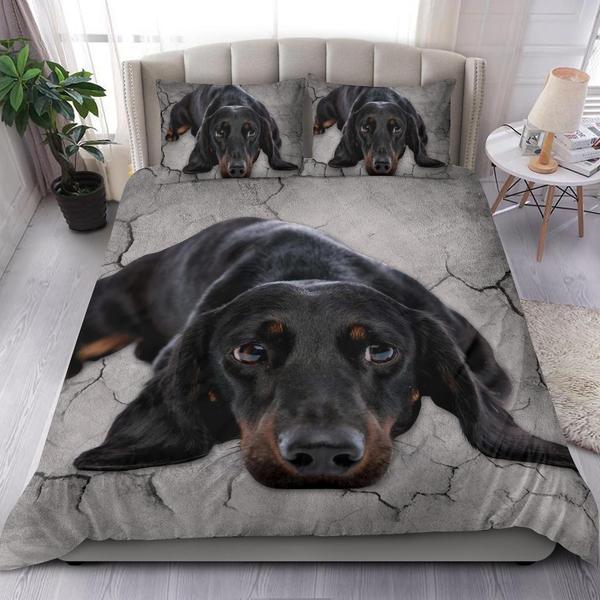 Dachshund Dog Sleeping All Night Bedding Cover For Pet Lover Bedroom Decor