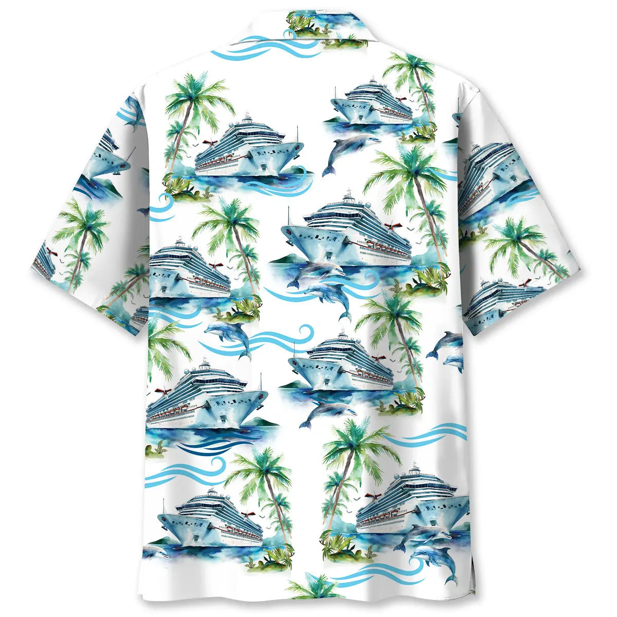 Vintage Dolphin Cruise Ship Hawaiian Shirt For Resort Trips, Coastal Parties, And Warm Weather Style