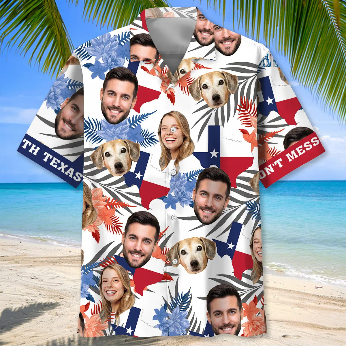 Texas Pride Personalized Photo Face Family Hawaiian Shirt For Beach Days, Summer Outings, And Thoughtful Gift Giving