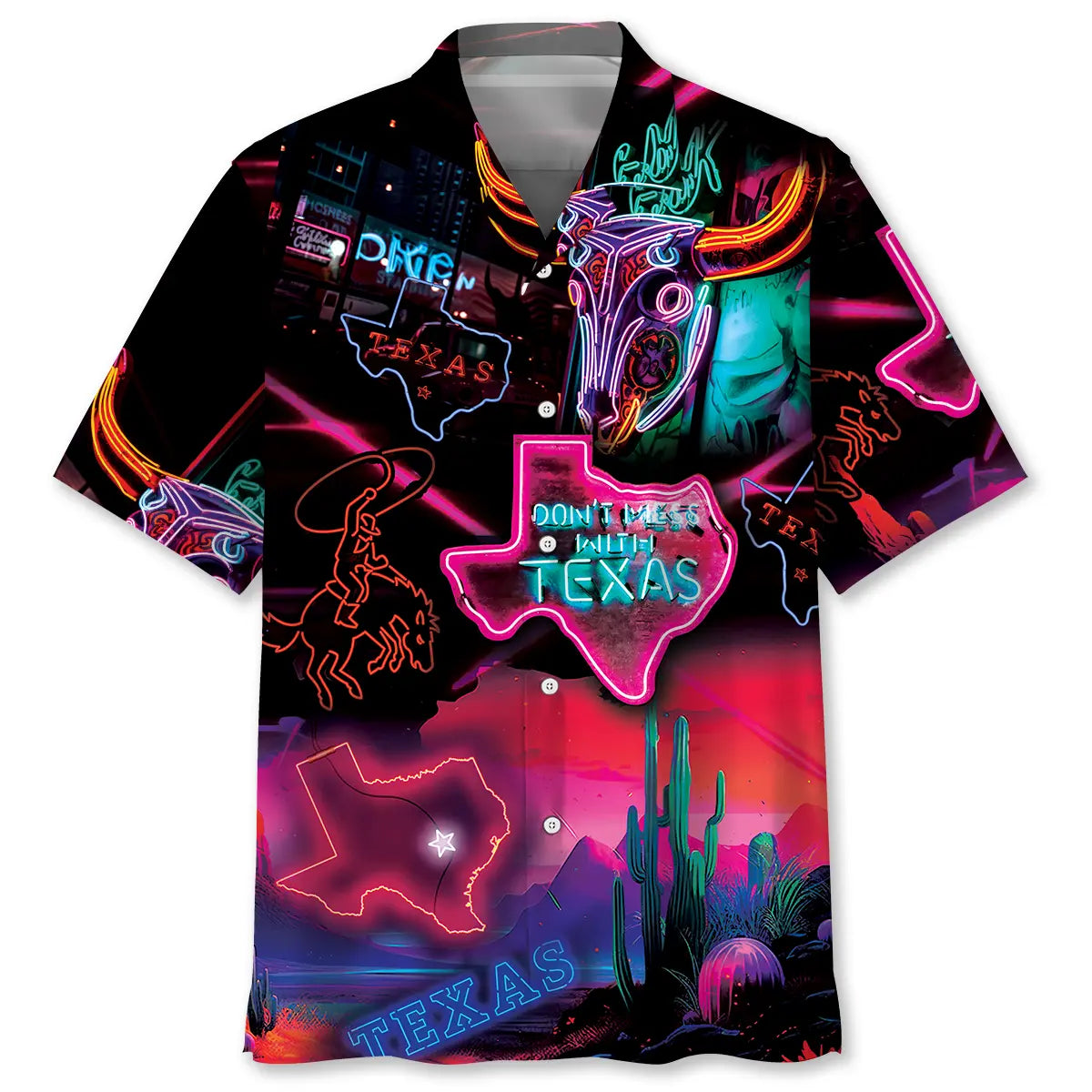 Neon Texas Pride Hawaiian Shirt For Coastal Travel, Casual Events, And Comfortable Summer Wear
