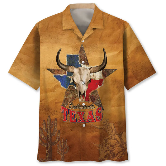 Vintage Texas Pride Hawaiian Shirt For Summer Vacation, Beach Travel, And Casual Wear