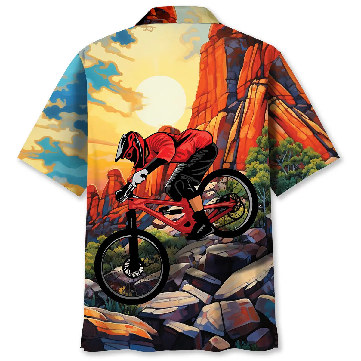 Hill Mountain Bike Hawaiian Shirt For Resort Trips, Coastal Parties, And Warm Weather Style