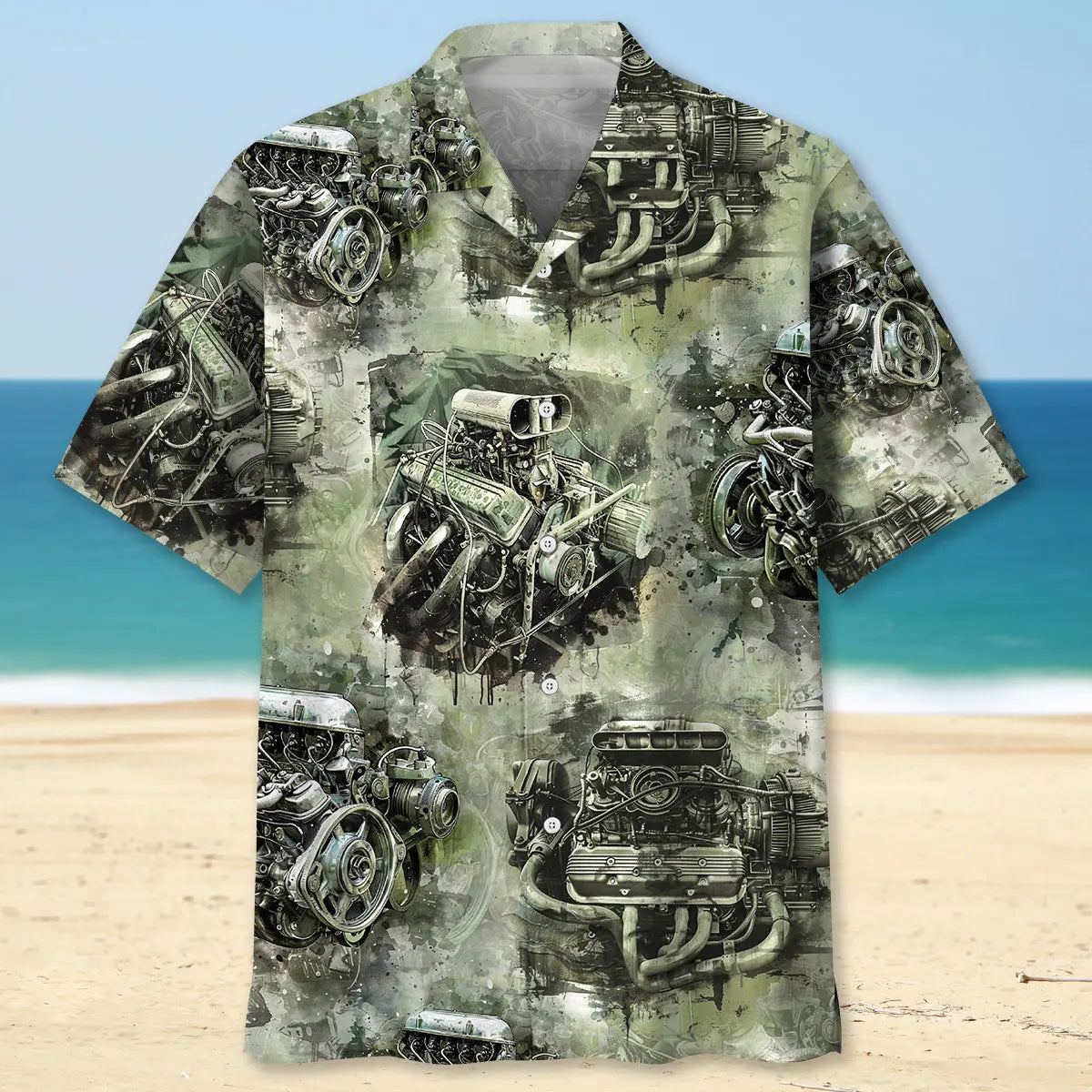 Drag Racing Engine Hawaiian Shirt For Road Trip Adventures, Resort Days, And Comfortable Everyday Wear