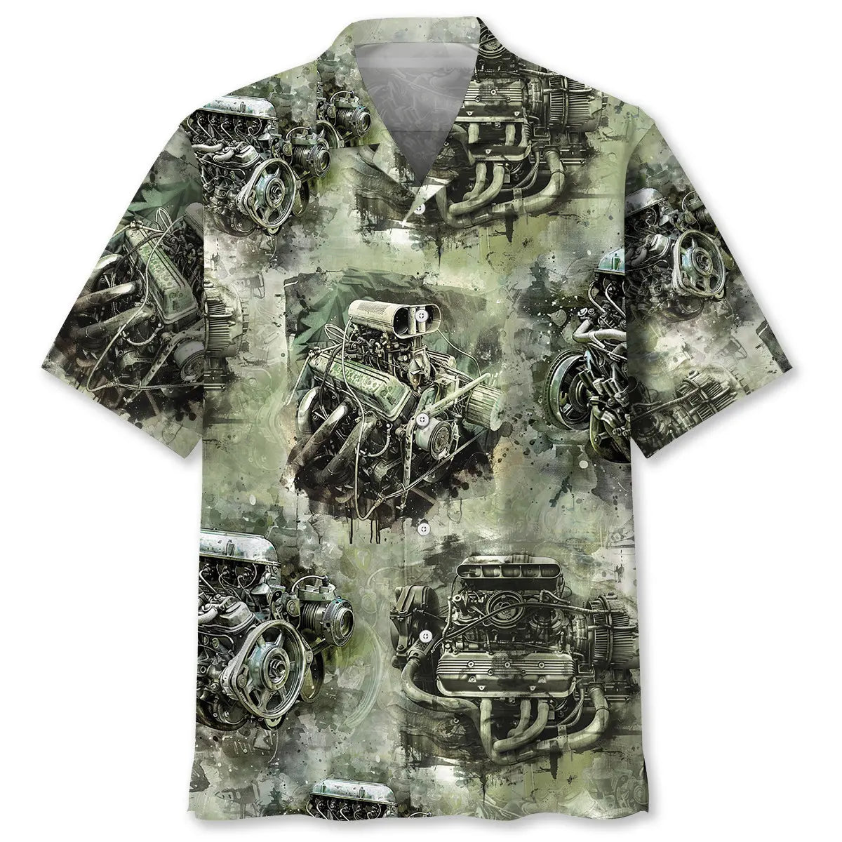 Drag Racing Engine Hawaiian Shirt For Road Trip Adventures, Resort Days, And Comfortable Everyday Wear