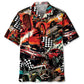 Retro Drag Racing Red Hawaiian Shirt For Racing Fans, Summer Outings, And Relaxed Vacation Wear