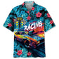 Tropical Drag Racing Hawaiian Shirt For Road Trip Adventures, Resort Days, And Comfortable Everyday Wear