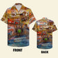 Island Summer Drag Racing Aloha Car Pattern Hawaiian Shirt For Summer Vacation, Beach Travel, And Casual Wear