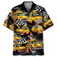 Drag Racing Yellow Taxi Car Hawaiian Shirt For Racing Fans, Summer Outings, And Relaxed Vacation Wear