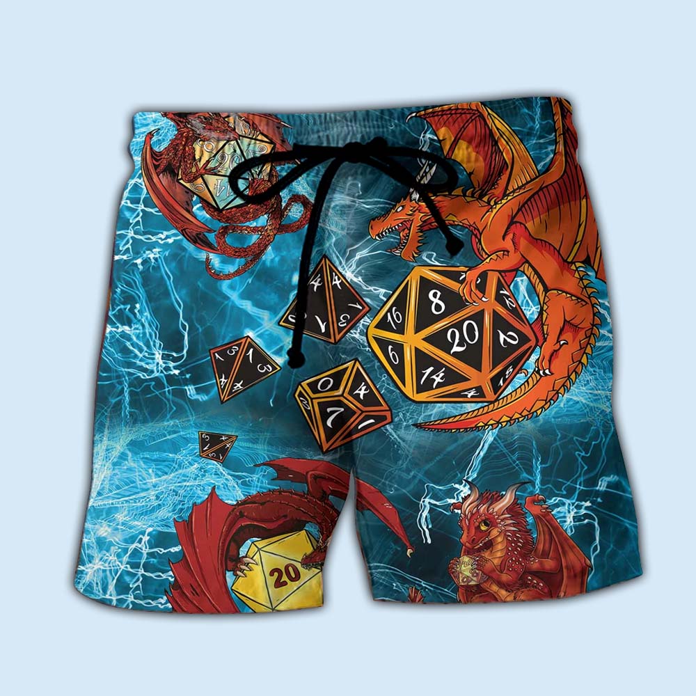 Fantasy Dragon Dice Beach Shorts For Beach Trips And Relaxed Vacation Styling