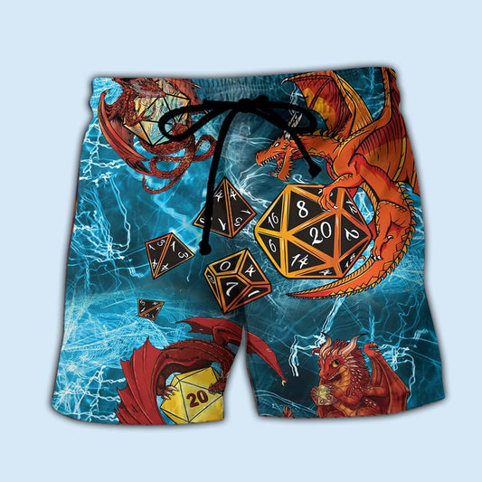 Fantasy Dragon Dice Beach Shorts For Beach Trips And Relaxed Vacation Styling