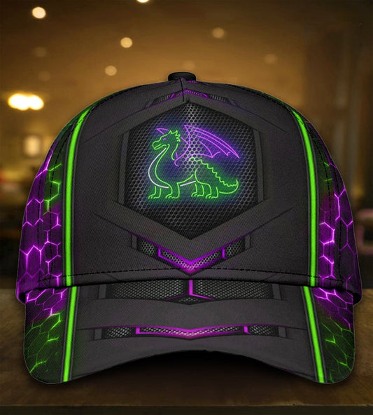 Dragon Neon Fantasy Glow Classic Cap For Casual Styling Holiday Travel And Weekend Adventures