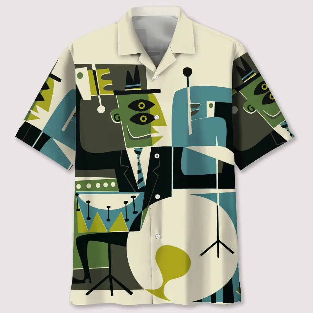 Abstract Drum Hawaiian Shirt For Beach Days, Summer Outings, And Thoughtful Gift Giving