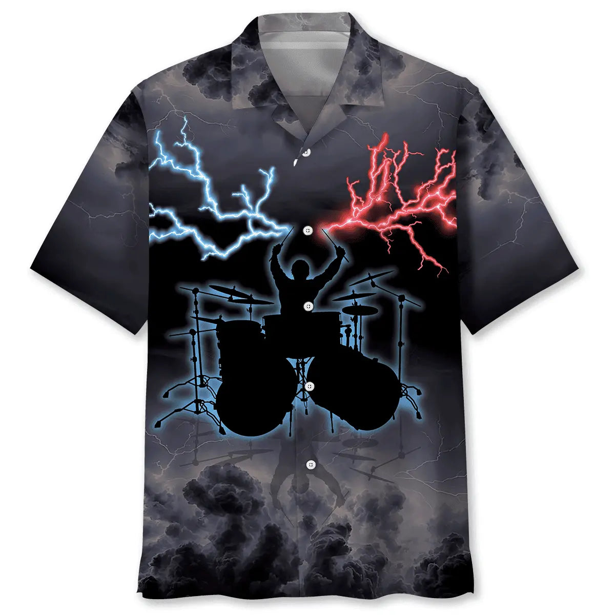 Drum Lighting Hawaiian Shirt For Coastal Travel, Casual Events, And Comfortable Summer Wear
