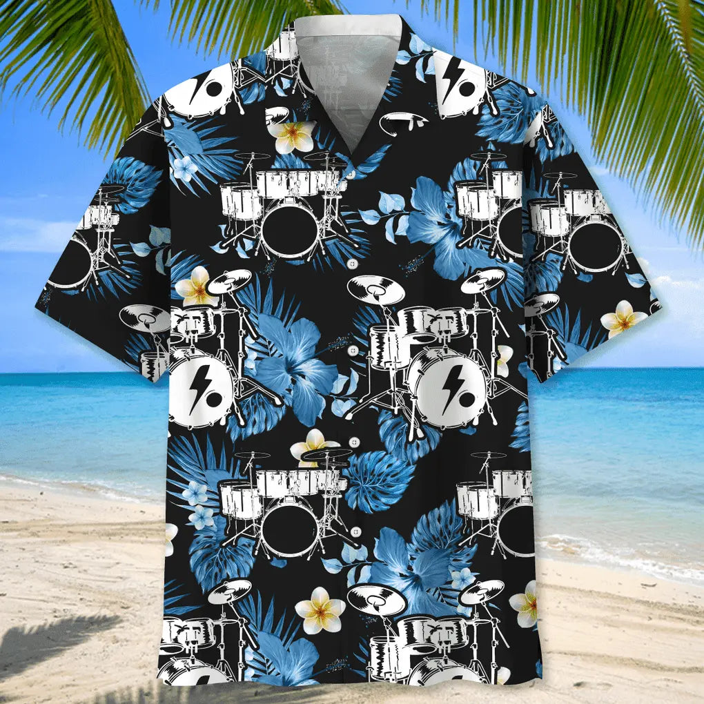 Drum Nature Hawaiian Shirt For Creative Performers, Coastal Trips, And Casual Everyday Wear