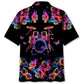 Neon Floral Drum Hibiscus Hawaiian Shirt For Resort Trips, Coastal Parties, And Warm Weather Style