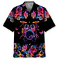Neon Floral Drum Hibiscus Hawaiian Shirt For Resort Trips, Coastal Parties, And Warm Weather Style