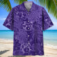 Tropical Drum Purple Hawaiian Shirt For Summer Vacation, Beach Travel, And Casual Wear