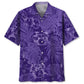 Tropical Drum Purple Hawaiian Shirt For Summer Vacation, Beach Travel, And Casual Wear