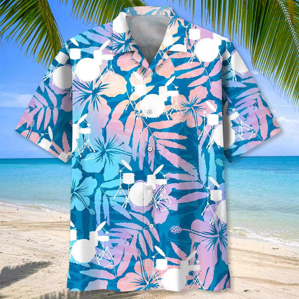 Tropical Drum Nature Hawaiian Shirt For Creative Performers, Coastal Trips, And Casual Everyday Wear