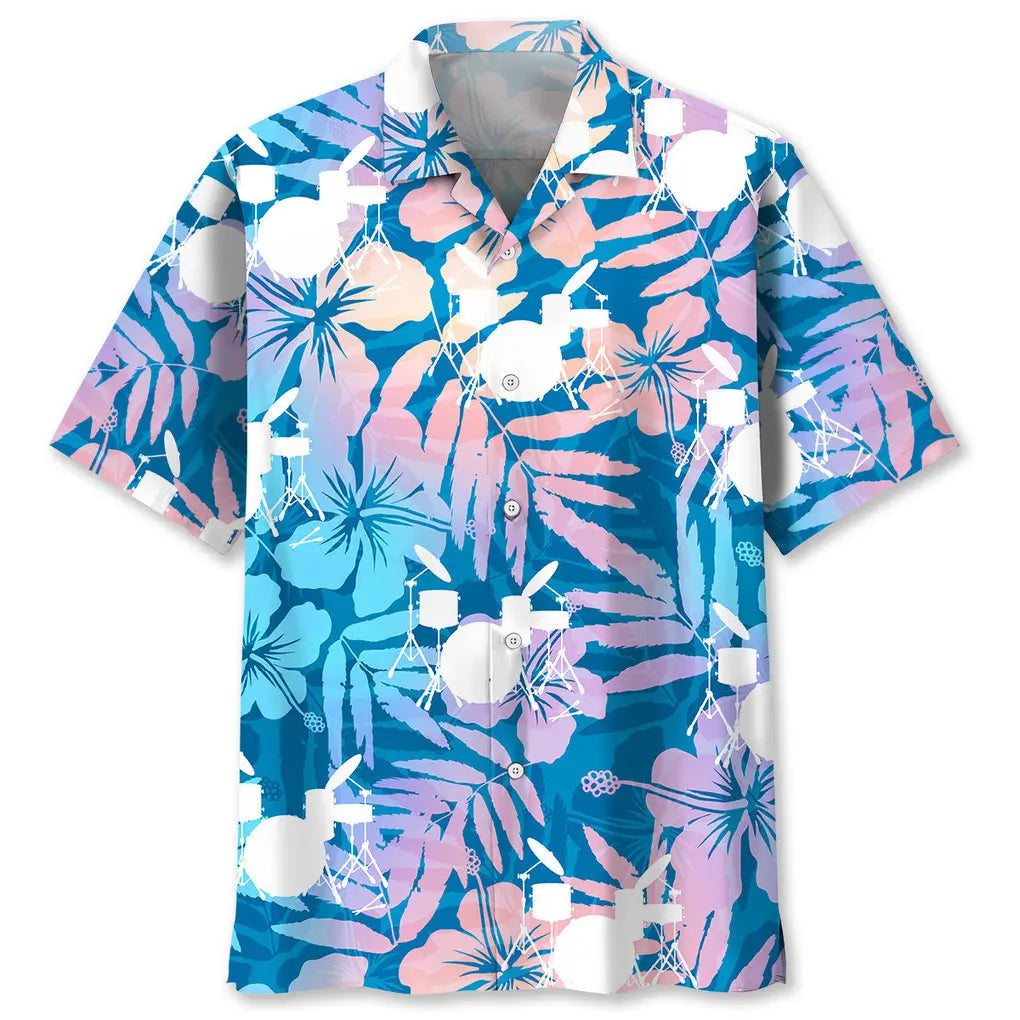 Tropical Drum Nature Hawaiian Shirt For Creative Performers, Coastal Trips, And Casual Everyday Wear