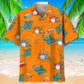 Tropical Drum Orange Hawaiian Shirt For Coastal Travel, Casual Events, And Comfortable Summer Wear