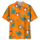 Tropical Drum Orange Hawaiian Shirt For Coastal Travel, Casual Events, And Comfortable Summer Wear