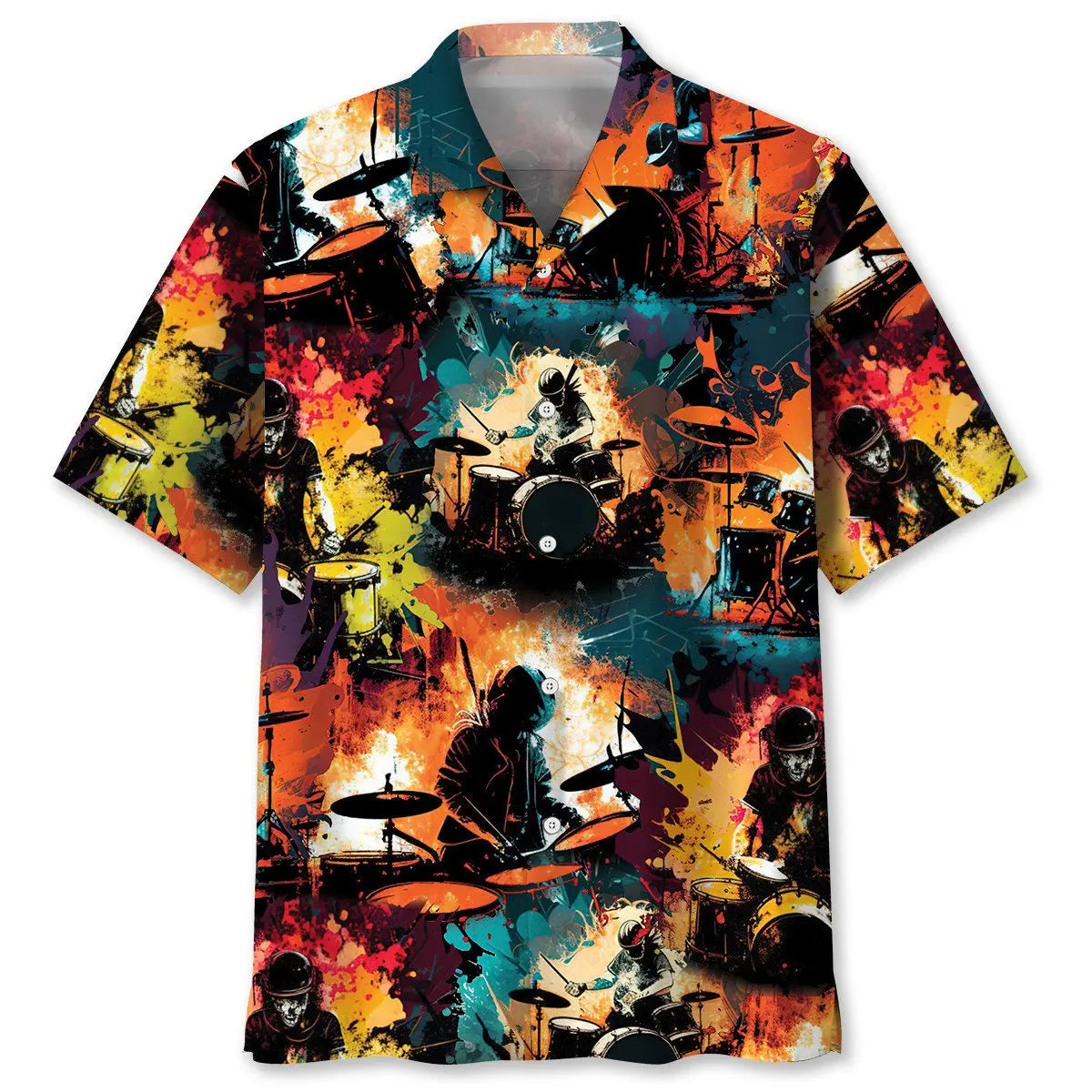 Watercolor Drum Hawaiian Shirt For Music Fans, Resort Parties, And Warm Weather Events