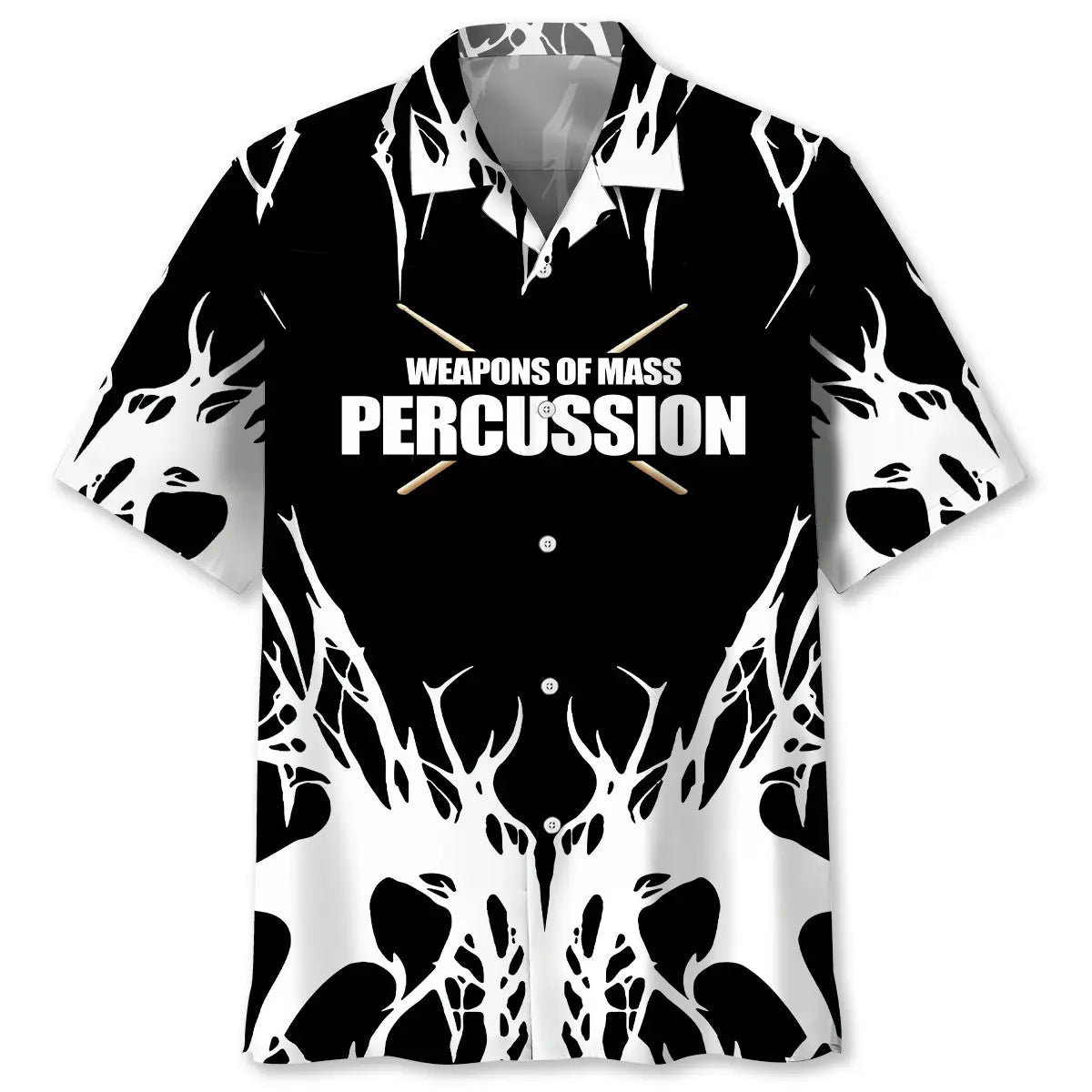 Hawaiian Shirt / Adults / S Drum Weapons Black &amp;White Hawaiian Shirt