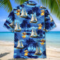Vintage Duck Sailboat Hawaiian Shirt For Summer Vacation, Beach Travel, And Casual Wear