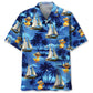 Vintage Duck Sailboat Hawaiian Shirt For Summer Vacation, Beach Travel, And Casual Wear