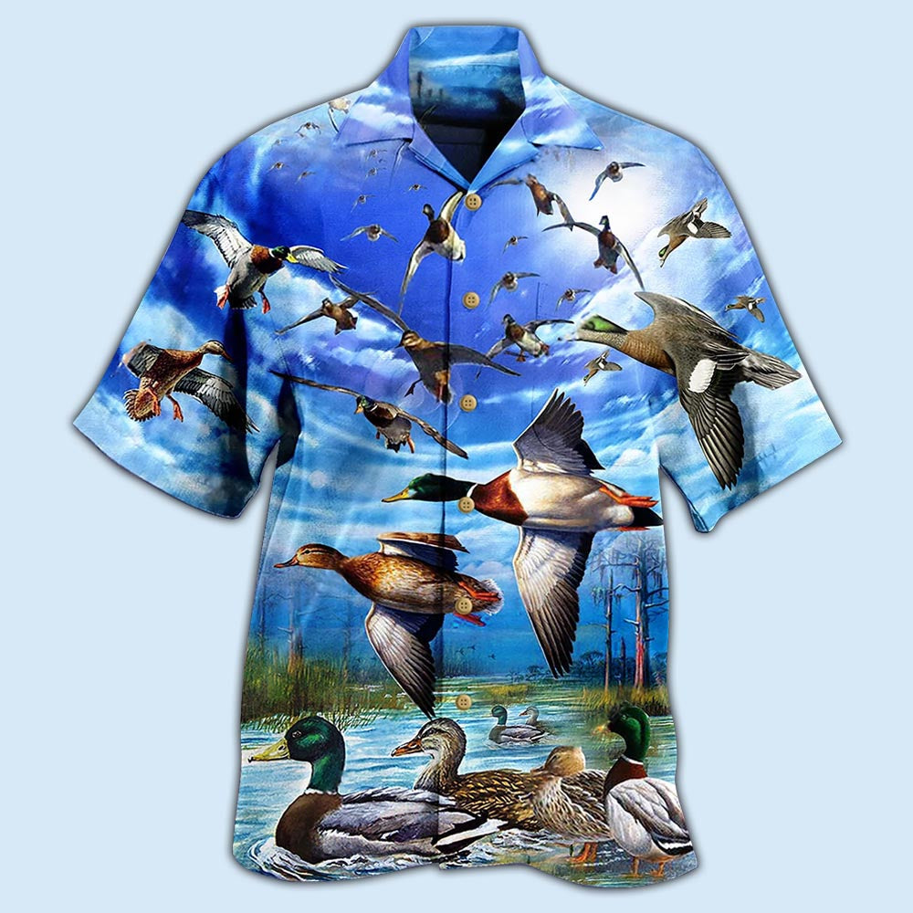 Duck Freedom Wild Hawaiian Shirt For Resort Getaways And Comfortable Summer Activities