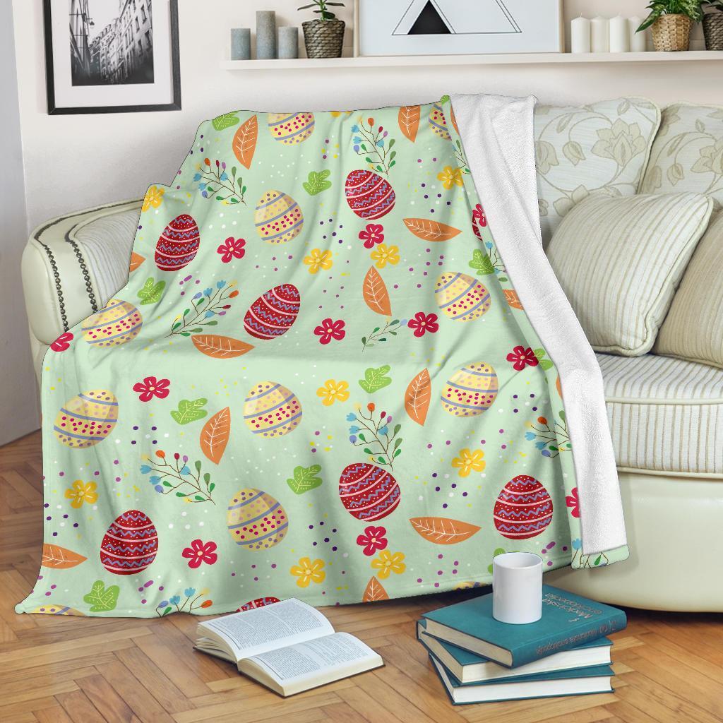 Colorful Easter Egg Pattern Flannel Blanket For Cozy Bedroom Sofa Decor