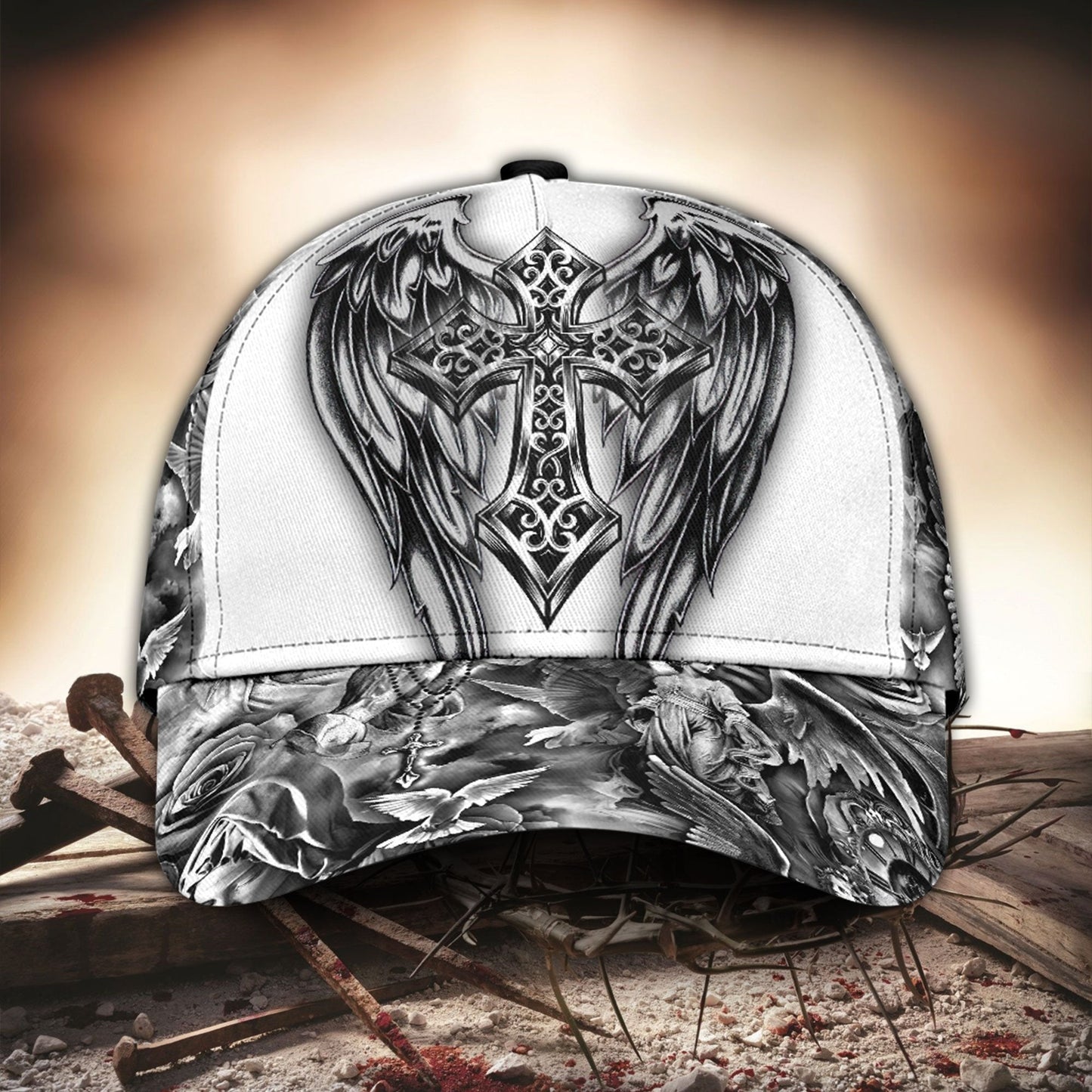 Faith Cross Wings All Over Print Classic Cap For Beach Outings Holidays And Thoughtful Everyday Style