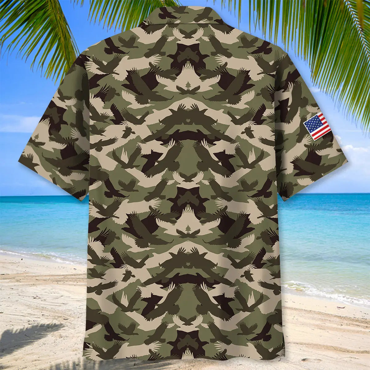 Patriotic Eagle Camouflage Hawaiian Shirt For Holiday Gatherings, Coastal Trips, And Proud Seasonal Style
