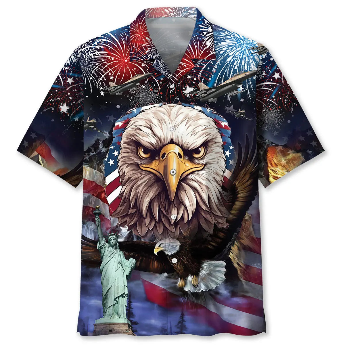 Patriotic Eagle Hawaiian Shirt For Holiday Gatherings, Coastal Trips, And Proud Seasonal Style