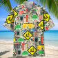 Electrician Tool Set Pattern Hawaiian Shirt For Cruise Journey, Beach Party, And Resort Wear