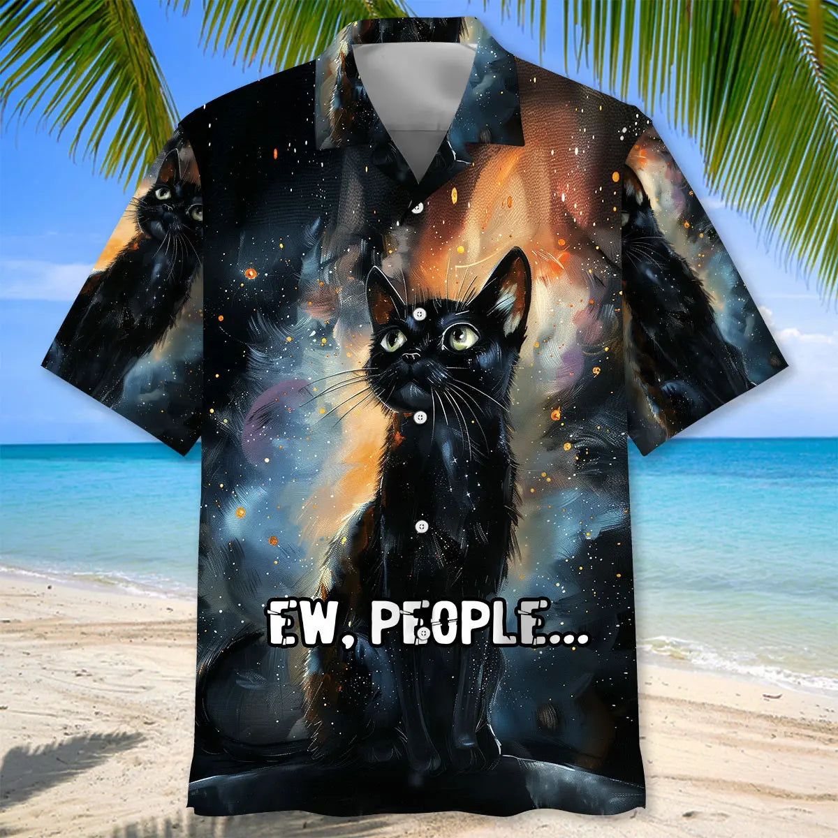 Black Cat Hawaiian Shirt For Nature Fans, Resort Trips, And Comfortable Warm Weather Wear