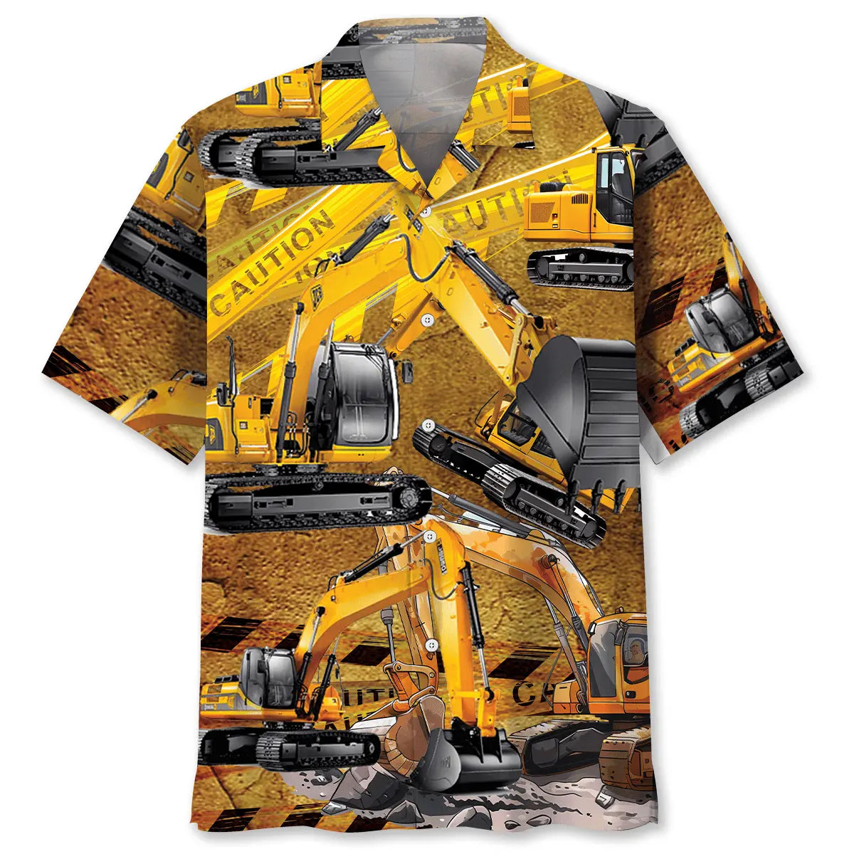 Excavator Caution Hawaiian Shirt For Poolside Gathering And Weekend Wear