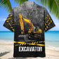 Excavator Safety Hawaiian Shirt For Summer Vacation, Weekend Escape, And Seasonal Wardrobe