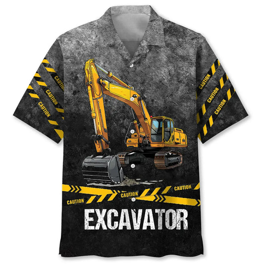 Excavator Safety Hawaiian Shirt For Summer Gathering And Seasonal Wardrobe